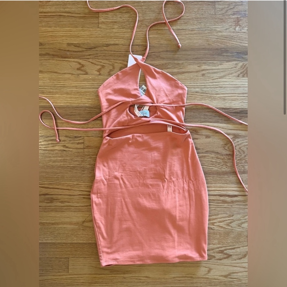 Oh Polly Coral Pink Mini Dress